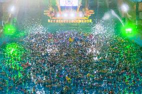 People Come To The Water Park To Cool Off in Nanjing, China