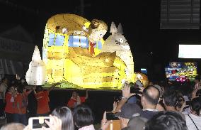 Anime, manga character lantern floats in Japan festival
