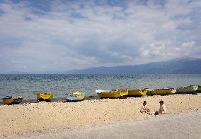 Daily Life In The City Of Pogradec, Albania.