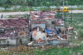 Houses Collapsed After A Tornado in Yancheng, China