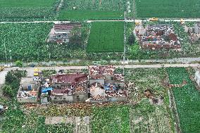 Houses Collapsed After A Tornado in Yancheng, China
