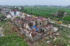Houses Collapsed After A Tornado in Yancheng, China