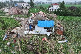 Houses Collapsed After A Tornado in Yancheng, China