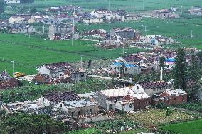 Houses Collapsed After A Tornado in Yancheng, China