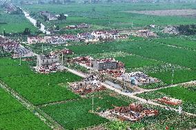 Houses Collapsed After A Tornado in Yancheng, China