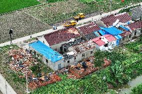 Houses Collapsed After A Tornado in Yancheng, China