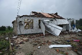 Houses Collapsed After A Tornado in Yancheng, China