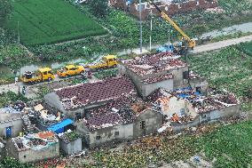 Houses Collapsed After A Tornado in Yancheng, China