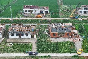 Houses Collapsed After A Tornado in Yancheng, China