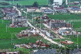 Houses Collapsed After A Tornado in Yancheng, China