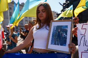 Protest In Solidarity With Ukraine In Krakow