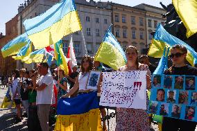 Protest In Solidarity With Ukraine In Krakow