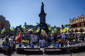 Protest In Solidarity With Ukraine In Krakow