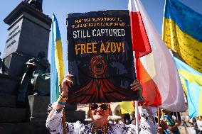 Protest In Solidarity With Ukraine In Krakow