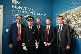 Clement Beaune Visits The Command Post Of SNCF Reseau