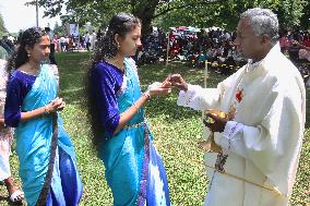 Tamil Catholics Take Part In The Feast Of Our Lady Of Madhu