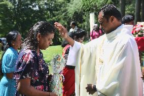 Tamil Catholics Take Part In The Feast Of Our Lady Of Madhu