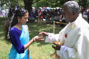 Tamil Catholics Take Part In The Feast Of Our Lady Of Madhu