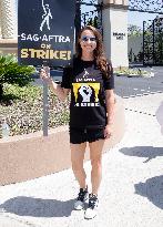 SAG-AFTRA And WGA Strike Outside Paramount Studios - LA