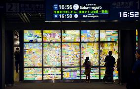 Stained glass in subway station concourse in Tokyo