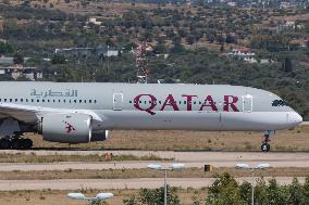 A New Qatar Airways Airbus A350 Arriving In Athens Airport