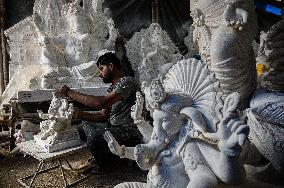 Artisans Make Ganesha Idols