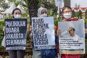 Jakarta's Environmental Activists Stage Air Pollution Protest In Jakarta, Indonesia