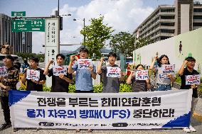 Protests Against Military Exercise In South Korea And The US