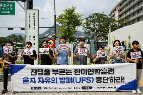 Protests Against Military Exercise In South Korea And The US