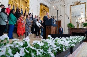 President Joe Biden makes remarks on the anniversary of the Inflation Reduction Act