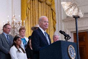 President Joe Biden makes remarks on the anniversary of the Inflation Reduction Act