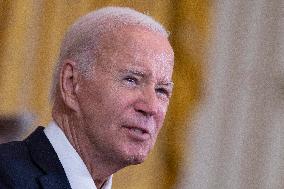 President Joe Biden makes remarks on the anniversary of the Inflation Reduction Act