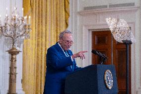 President Joe Biden makes remarks on the anniversary of the Inflation Reduction Act