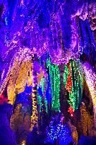 Tourists Visit The Jinshui Rock Cave in Guilin, China