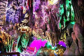 Tourists Visit The Jinshui Rock Cave in Guilin, China