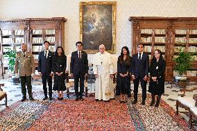 ITALY -POPE FRANCIS R3ECEIVES IN AUDIENCE MR ANDRY RAJOELINA PRESIDENT OF MADAGASCAR AT  THE VATICAN - 2023/8/17