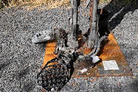 Statue made of downed Russian rockets in Kharkiv