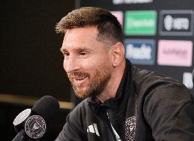 Lionel Messi Speaks At Press Conference - Fort Lauderdale