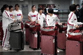 N. Korea athletes at Beijing airport