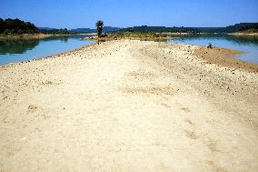 Dried Montbel Lake Due To An Unprecented Drougth