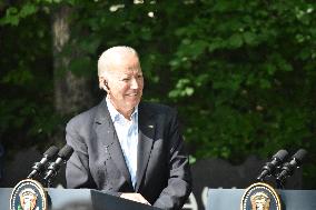 Press Conference At Camp David With President Joe Biden, Prime Minister Of Japan And President Of South Korea