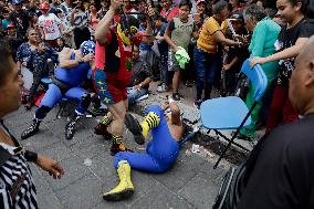 Principe De Seda, Mexican Wrestler, Performs In Xochimilco, Mexico City