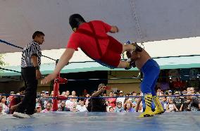 Principe De Seda, Mexican Wrestler, Performs In Xochimilco, Mexico City