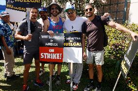 SAG-AFTRA and WGA Strike outside Warner Bros - LA