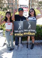 SAG-AFTRA and WGA Strike outside Warner Bros - LA