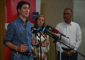 PM Trudeau Visits Wildfire Evacuees In Edmonton