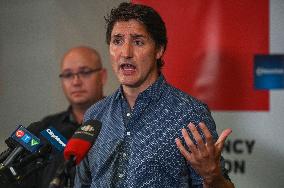 PM Trudeau Visits Wildfire Evacuees In Edmonton