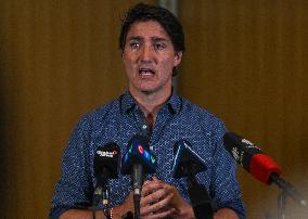PM Trudeau Visits Wildfire Evacuees In Edmonton