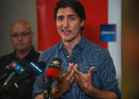 PM Trudeau Visits Wildfire Evacuees In Edmonton