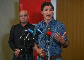 PM Trudeau Visits Wildfire Evacuees In Edmonton